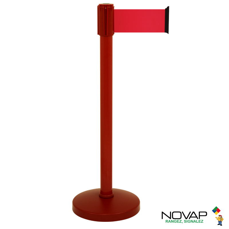 Poteau COLOR alu Rouge à sangle Rouge 3m x 100mm sur socle portable - 2053396