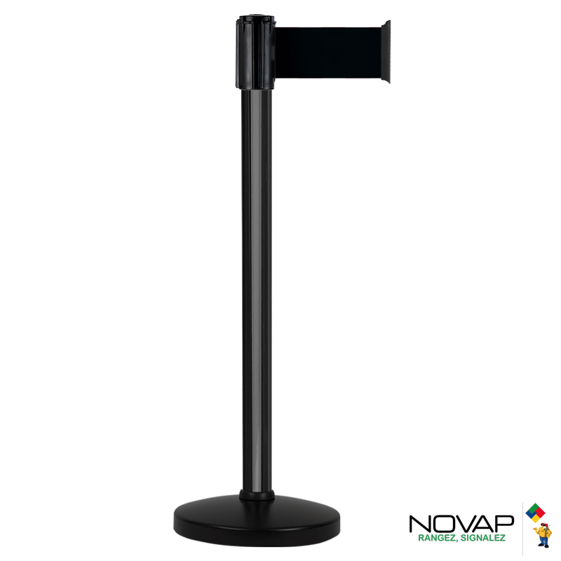 Poteau COLOR alu Noir à sangle Noir 3m x 100mm sur socle portable - 2053389