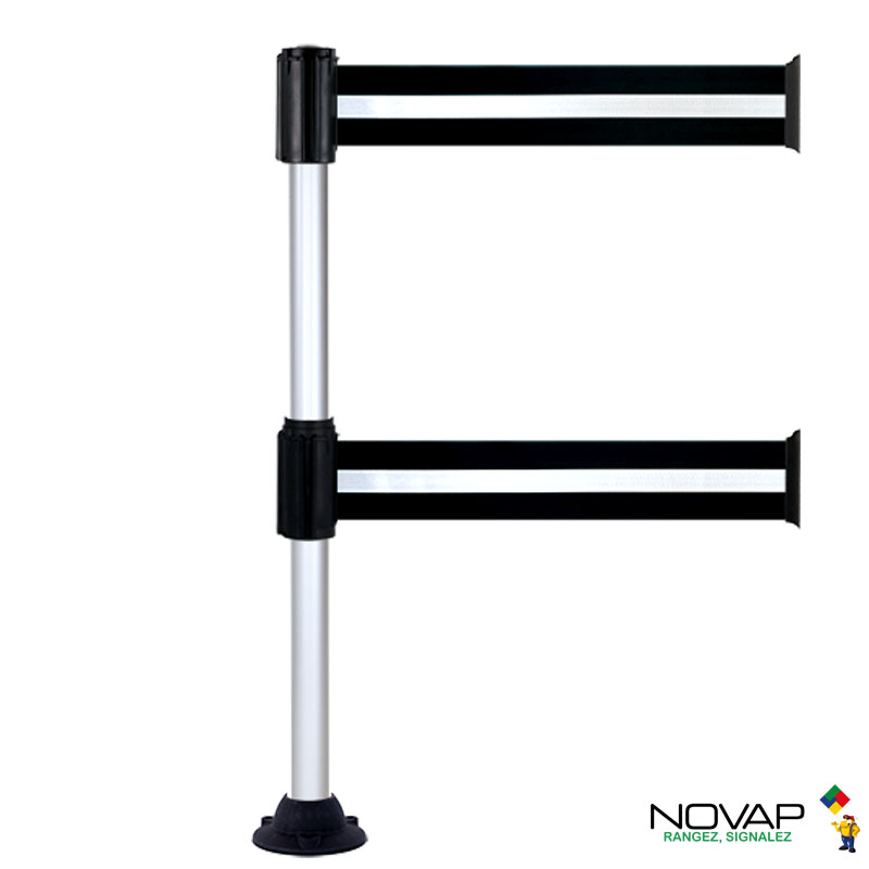 Poteau Alu anodisé à double sangles Noir/Argent 3m x 100mm sur socle fixe - 2900232