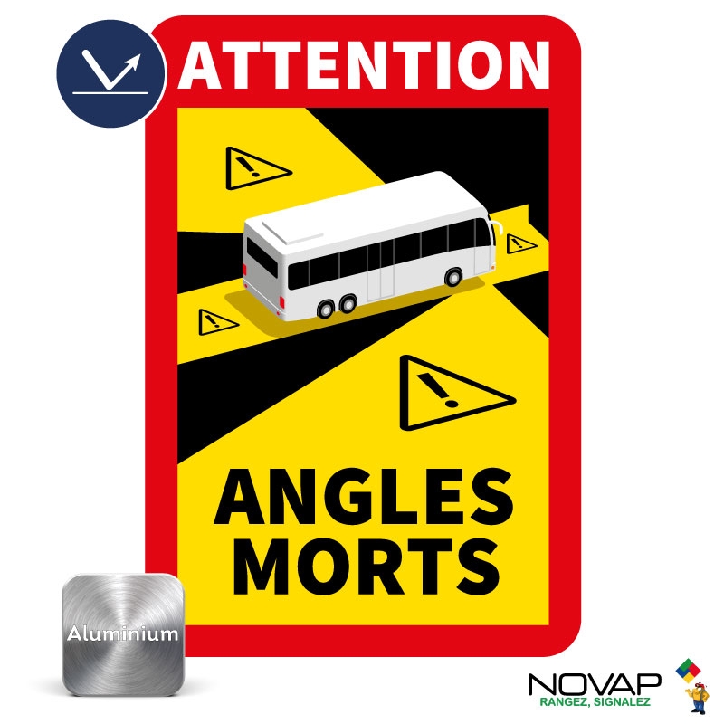 Panneau Angles morts pour bus - Rétroréfléchissant Classe 1 - Alu 250x170mm - 4016030