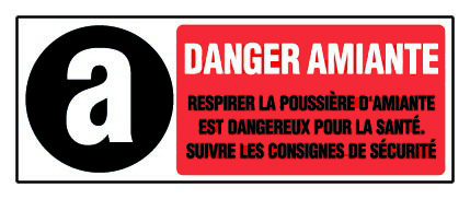 Panneau Danger amiante, respirer la poussière d'amiante est dangereux pour la santé. - Rigide 450x150mm - 4034362