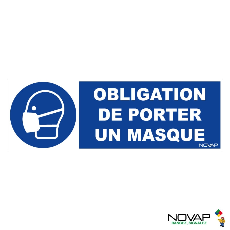 Panneau Obligation de porter un masque - Rigide 450x150mm - 4064536