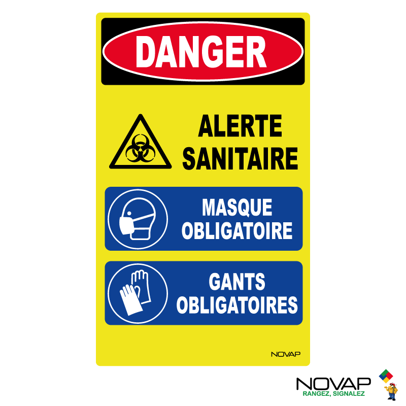 Panneau Danger alerte sanitaire - haute visibilité - 200x330mm - 4090740