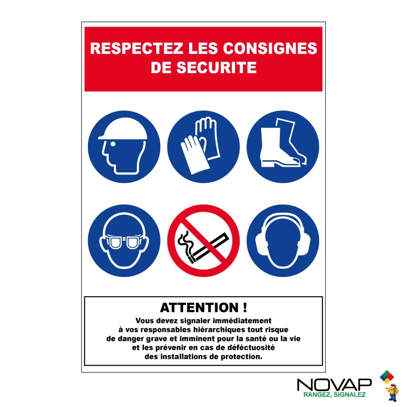 Panneau respectez les consignes de sécurité 460x320mm - 4301006