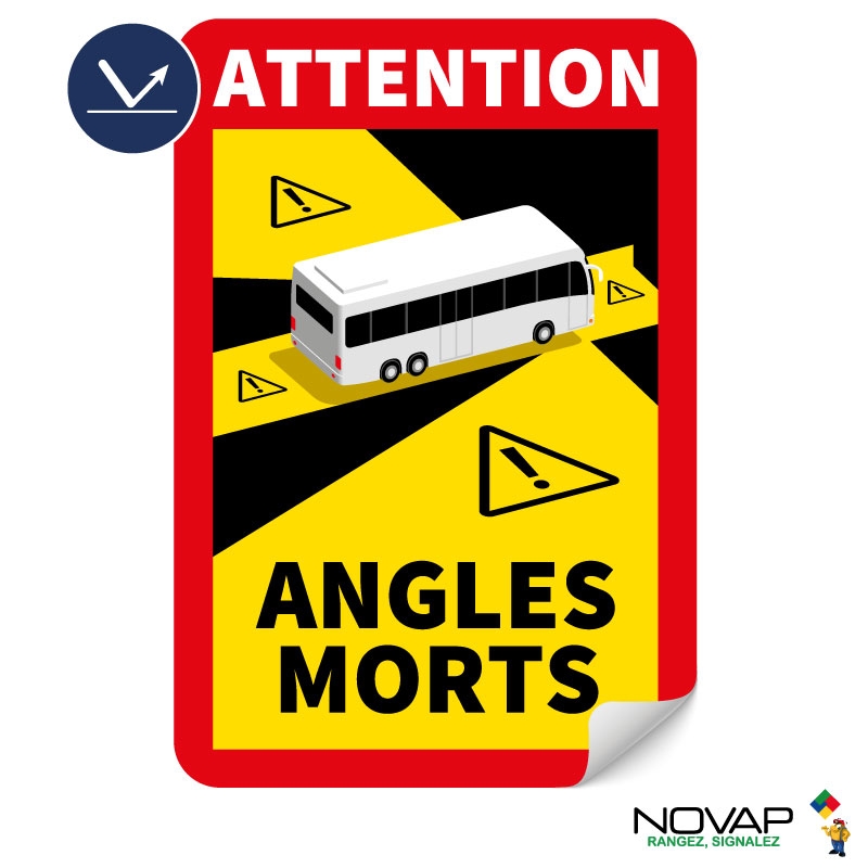 Panneau Angles morts pour bus - Rétroréfléchissant Classe 1 - Adhésif 250x170mm - 4631028