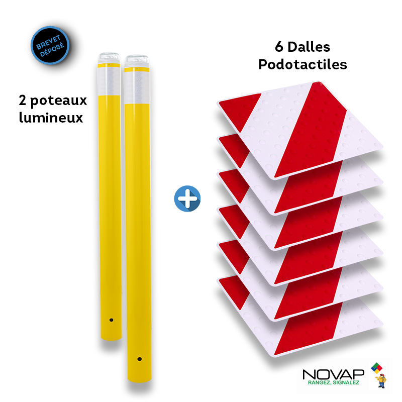 Kit passage piétons - Tubes Jaune - Dalles Rouge/Blanc - 6200017