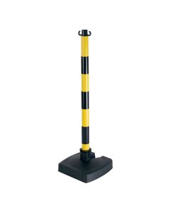 Poteau PVC Jaune/Noir BI-POSE sur socle lesté 4kg - Novap