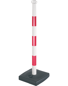 Poteau PVC Rouge/Blanc sur socle à lester 4kg - Novap