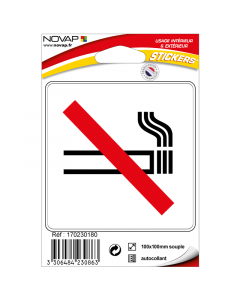 Pictogramme adhésif  - Interdiction de fumer - Zone non fumeur - Novap