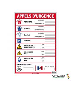 Panneau appels d'urgence 460X320mm - Novap