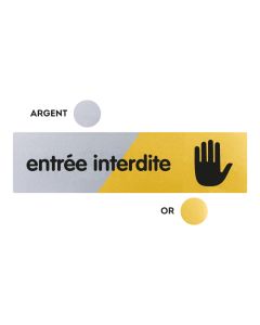 Plaquette Entrée interdite 170x45 - Argent & Or - NOVAP