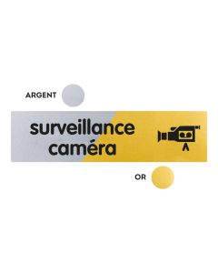 Plaquette Surveillance caméra 170x45 - Argent & Or - NOVAP