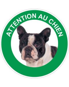 Panneau Attention au chien Bouledogue français - Rigide Ø180mm - 4040462