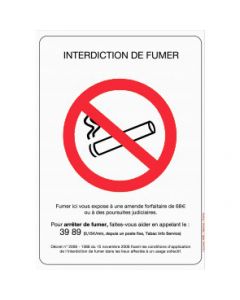 Panneau Interdiction de fumer - Rigide A4 - 4600024