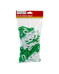 Sac de 5m de chaîne plastique - Signal - Vert/Blanc - Novap