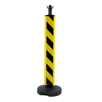 Poteau Haute visibilité Jaune/Noir hauteur 1m sur socle à lester 9kg - Novap