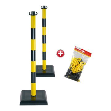 Kit 2 poteaux PVC lestés 3kg Jaune/Noir - Novap