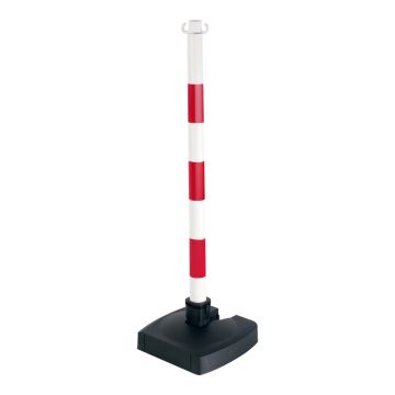 Poteau PVC Rouge/Blanc BI-POSE sur socle lesté 4kg - Novap