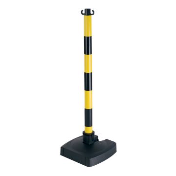 Poteau PVC Jaune/Noir BI-POSE sur socle lesté 4kg - Novap