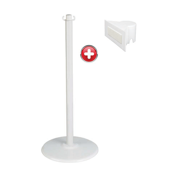 Poteau acier 1m10 Blanc sur socle acier avec support panneau - Novap