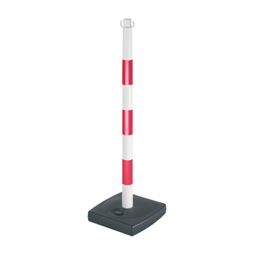 Poteau PVC Rouge/Blanc sur socle à lester 4kg - Novap