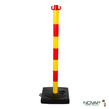 Poteau PVC Jaune/Rouge sur socle à lester 4kg - Novap