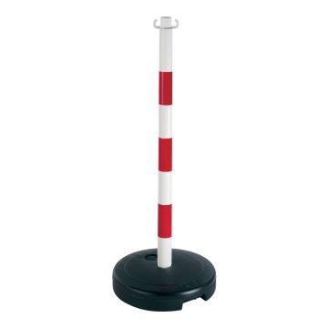 Poteau PVC Rouge/Blanc sur socle à lester 9kg - Novap