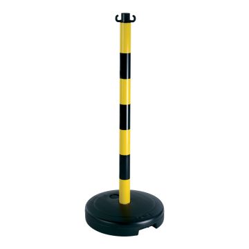 Poteau PVC Jaune/Noir sur socle à lester 9kg - Novap