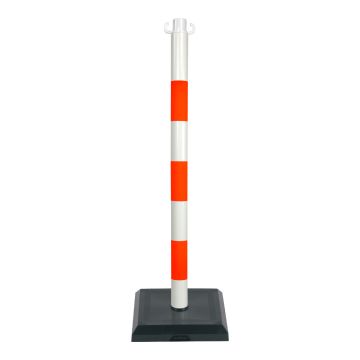 Poteau PVC Orange fluo/Blanc sur socle lesté 3kg - Novap