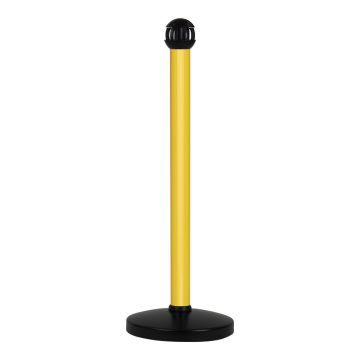 Poteau aluminium jaune sur socle portable avec tête 4 crochets - Novap