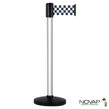 Poteau Alu Anodisé à sangle damier Noir/Blanc 3m x 100mm sur socle portable - 2700429