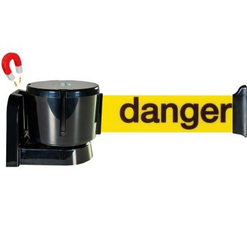 Dérouleur mural magnétique grande longueur avec sangle jaune danger 12m x 50mm - Novap