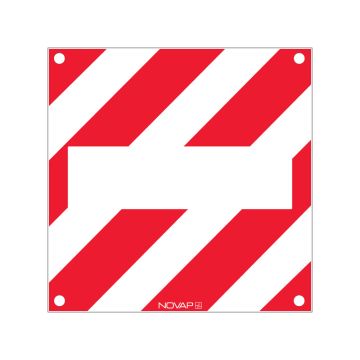 Panneau de signalisation + Zone neutre avec œillet - Standard 480x480mm - hachuré rouge/blanc - Novap