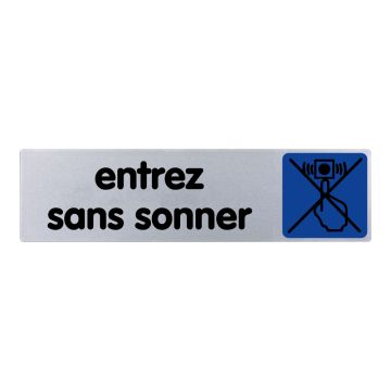 Plaquette de porte Entrez sans sonner - couleur 170x45mm - 4032955