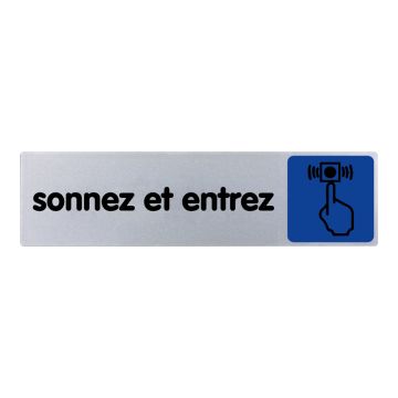 Plaquette de porte Sonnez et entrez - couleur 170x45mm - 4033563