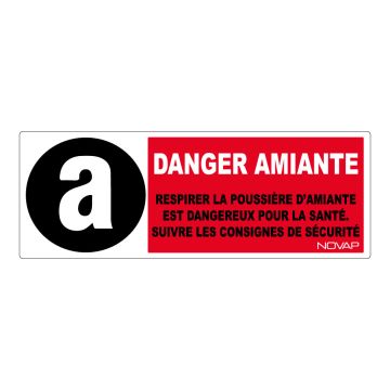 Panneau Danger amiante respirer la poussière d'amiante est Dangereux pour la santé... - Rigide 330x120mm - 4034355