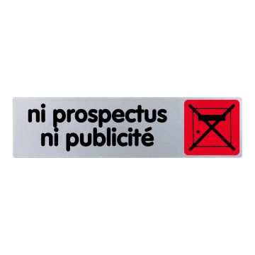 Plaquette de porte Ni prospectus ni publicité - couleur 170x45mm - 4036472