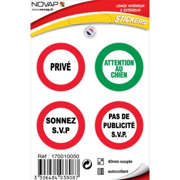 Planche de 4 Stickers Ø 40mm - Spécial boite aux lettres - 4038087