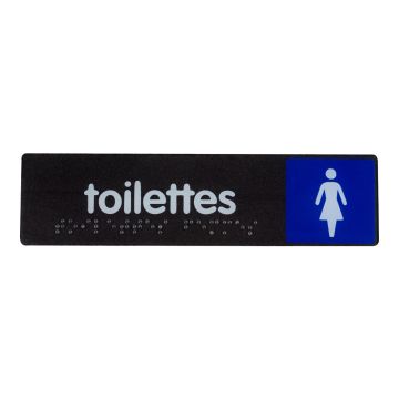 Plaque de porte toilettes femmes- Braille - 170x45mm - Novap