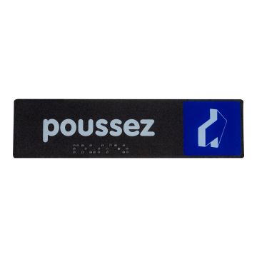 Plaque de porte Poussez- Braille - 170x45mm - Novap