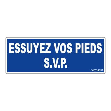 Panneau Essuyez vos pieds svp - Rigide 330x120mm - 4140155