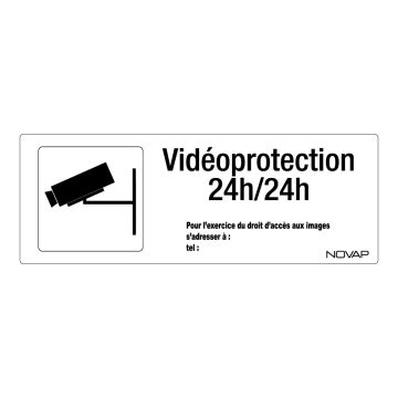 Panneau Surveillance vidéo 24h/24h avec picto Sans DECRET - Rigide 330x120mm - 4140919