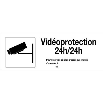 Panneau Surveillance vidéo 24h/24h avec picto Sans DECRET - Rigide 330x120mm - 4140919