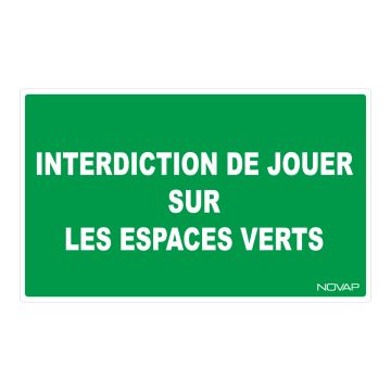 Panneau Interdit de jouer sur les espaces verts - Rigide 330x200mm - 4160344