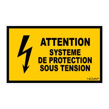 Panneau Attention système de protection sous tension - Rigide 330x200mm - 4161266