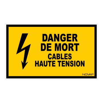 Panneau Danger de mort cables haute tension - Rigide 330x200mm - 4161310