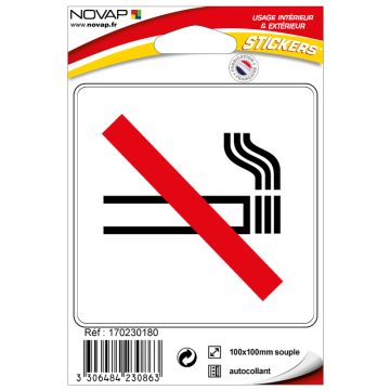 Pictogramme adhésif  - Interdiction de fumer - Zone non fumeur - Novap