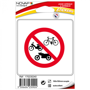 Pictogramme adhésif - Interdit aux 2 roues - Novap