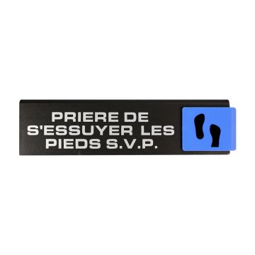 Plaquette de porte Priére de s'essuyer les pieds - Europe design 175x45mm - 4260259