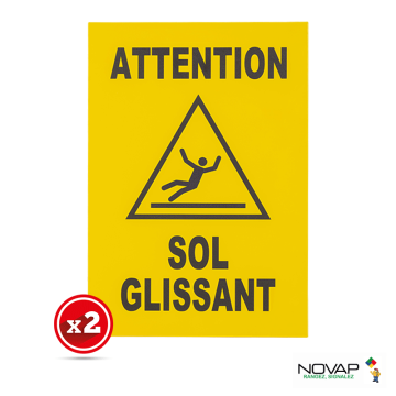 Lot de 2 plaques modulable jaune - Sol glissant - Novap